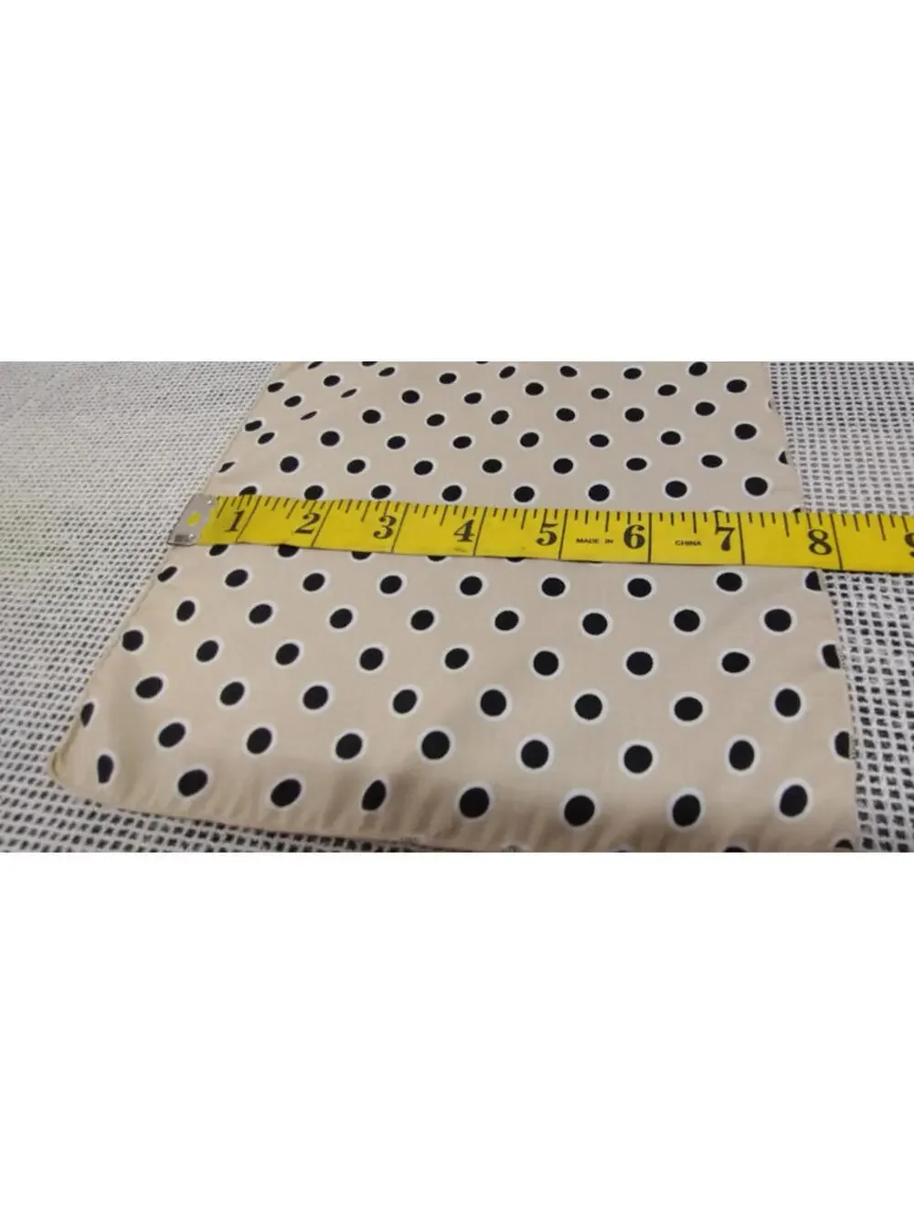 Men's Pocket Hankie Polka Dots Black Tan Beige White Vintage 1980s Hankie 8 x 7